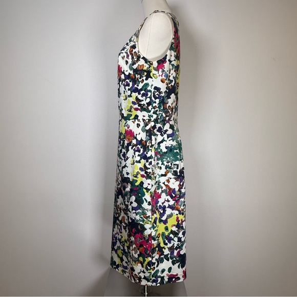 Ann Taylor Floral Sleeveless Cotton Sheath Dress Midi Length Women’s Size 6T - Picture 3 of 11